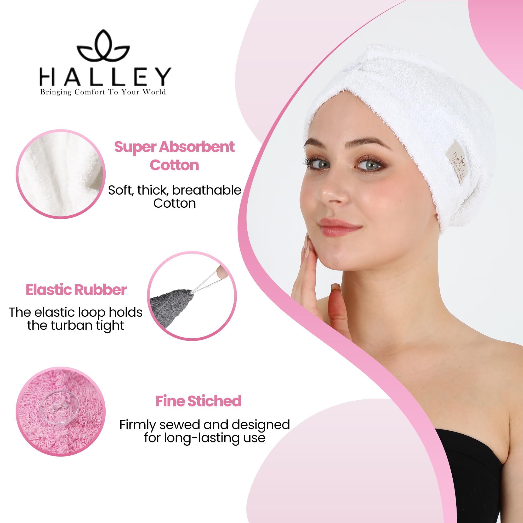 Premium cotton hair towel wrap for thick curly hair showing natural fiber texture