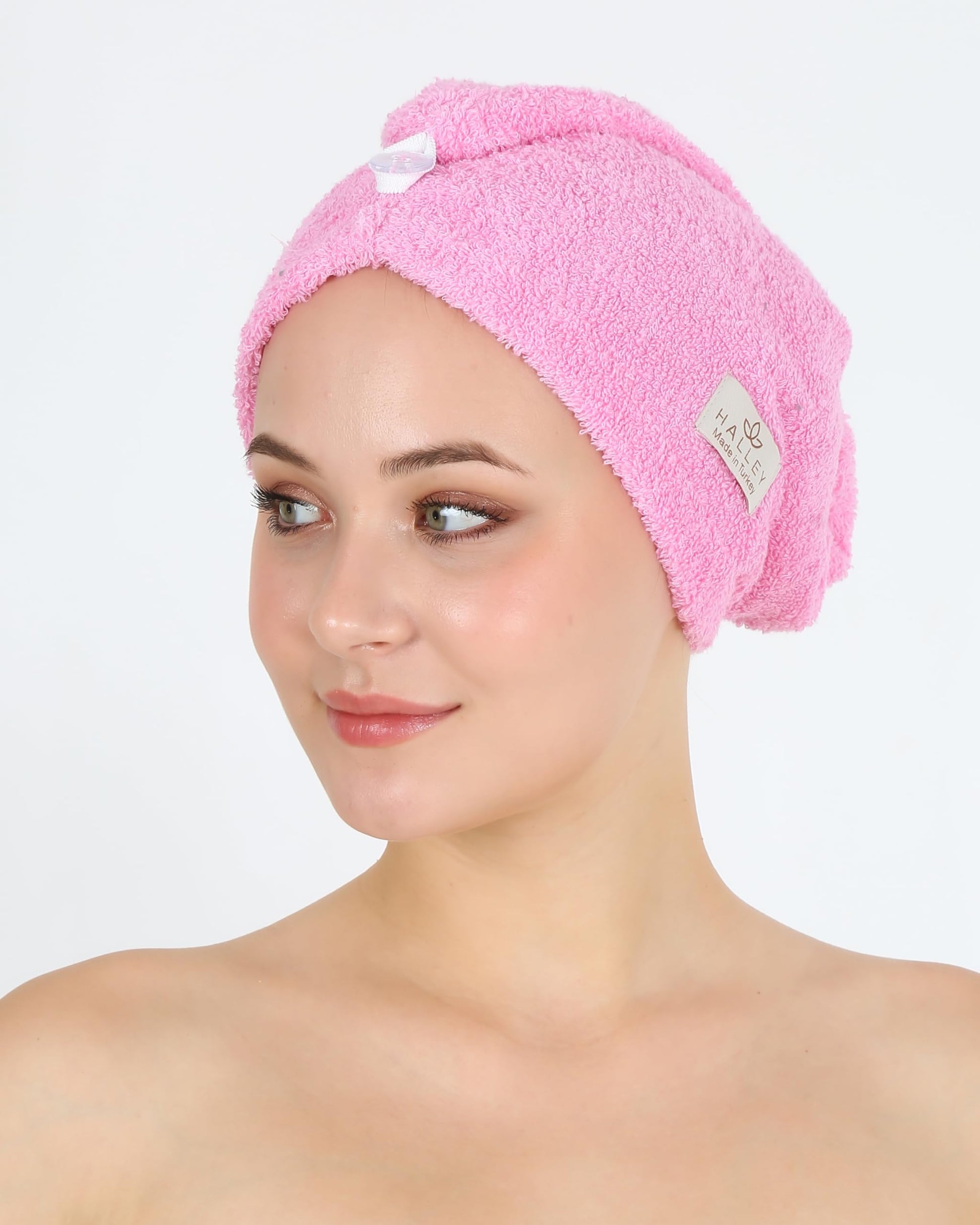 White pink and grey authentic imported hair turbans for gentle moisture absorption