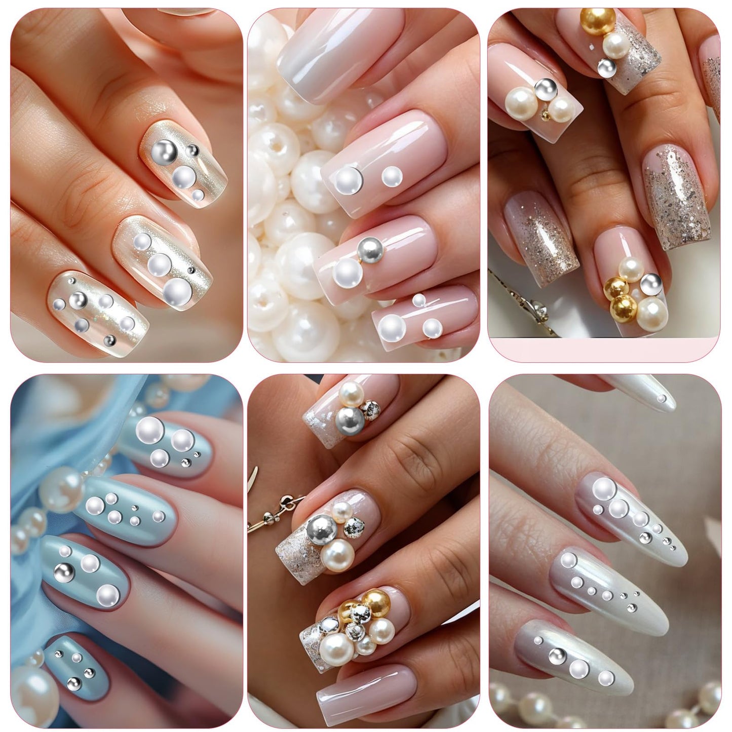 DIY craft supplies including white pearls and metallic caviar beads