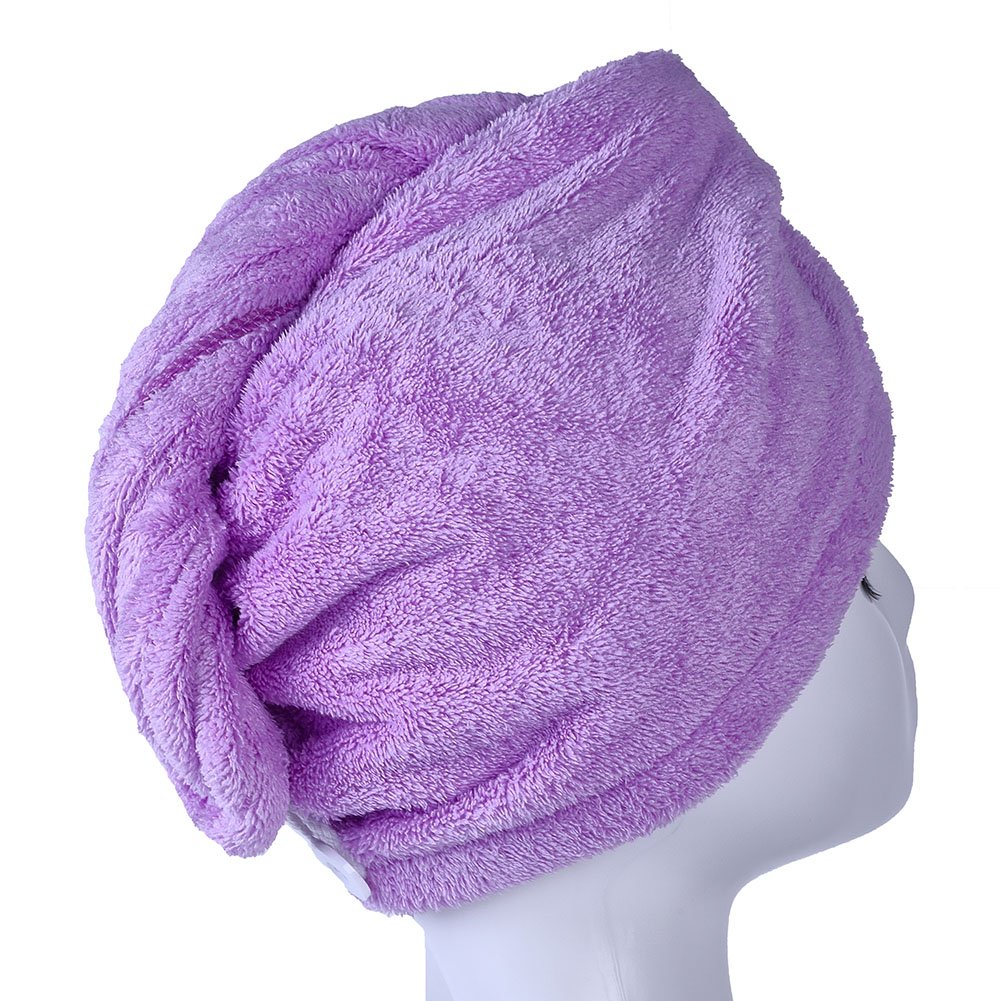 Side profile of a person wearing the ultra absorbent twist hair drying cap comfortably