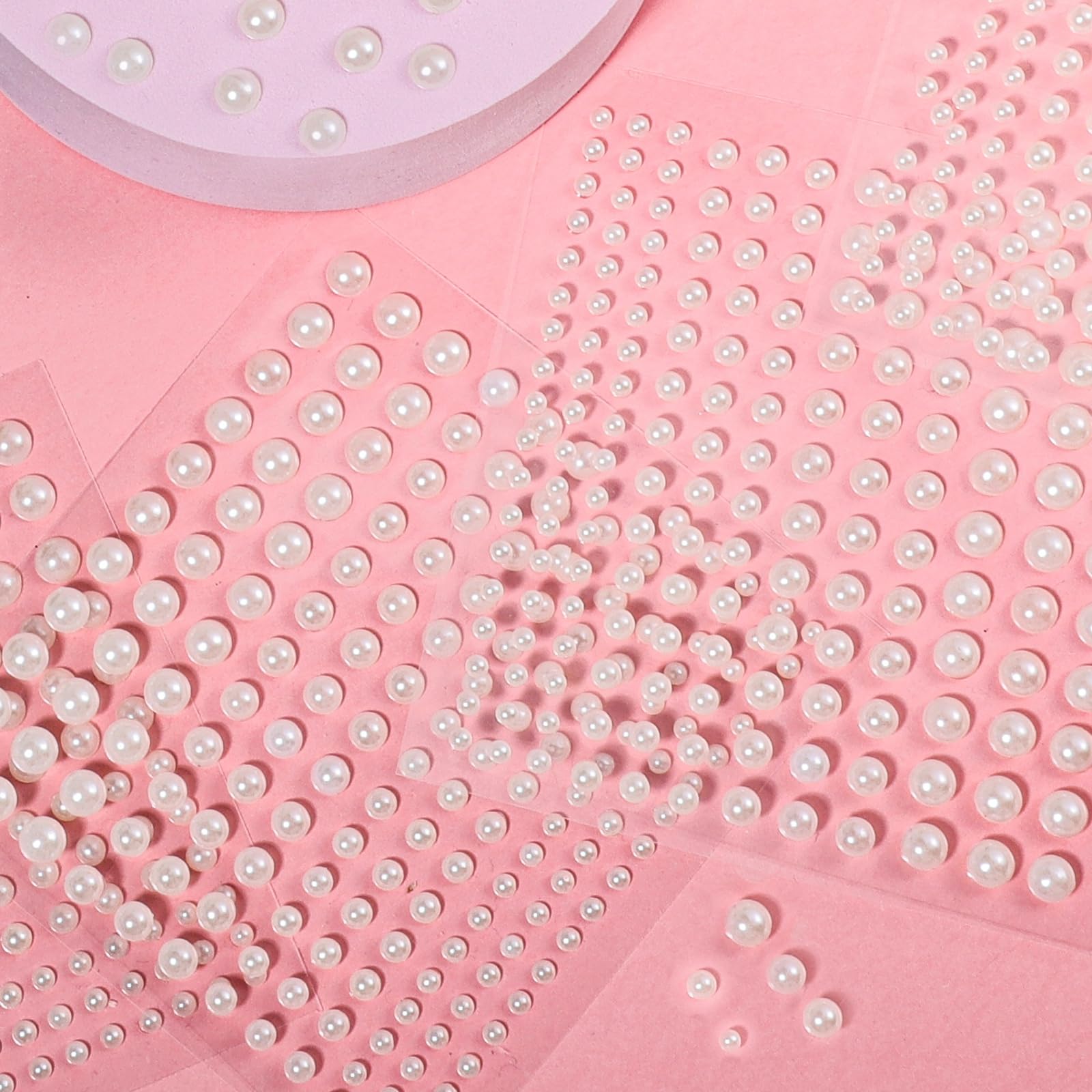 Model wearing pearl stickers for face makeup decoration