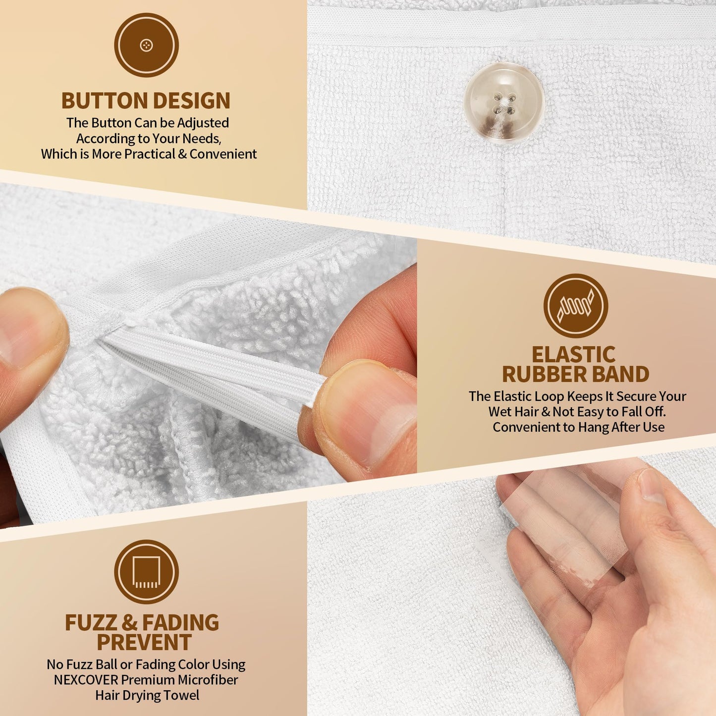 Woman using white Nexcover microfiber hair towel