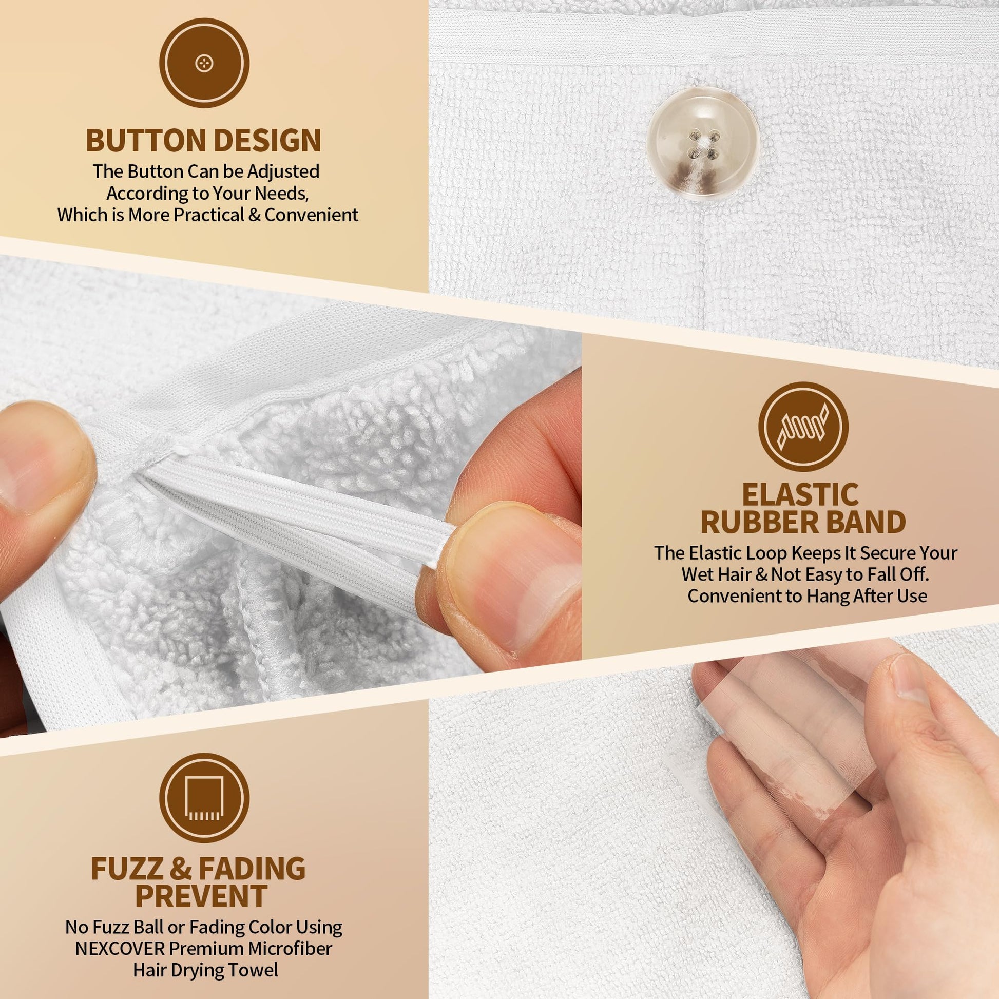 Woman using white Nexcover microfiber hair towel