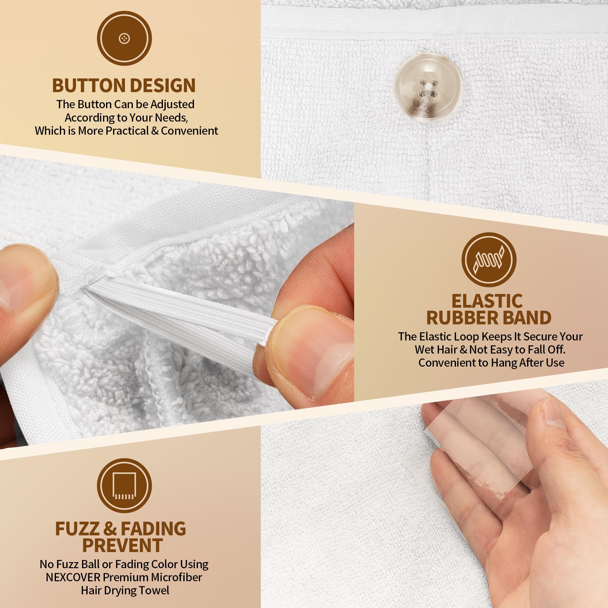 Woman using white Nexcover microfiber hair towel