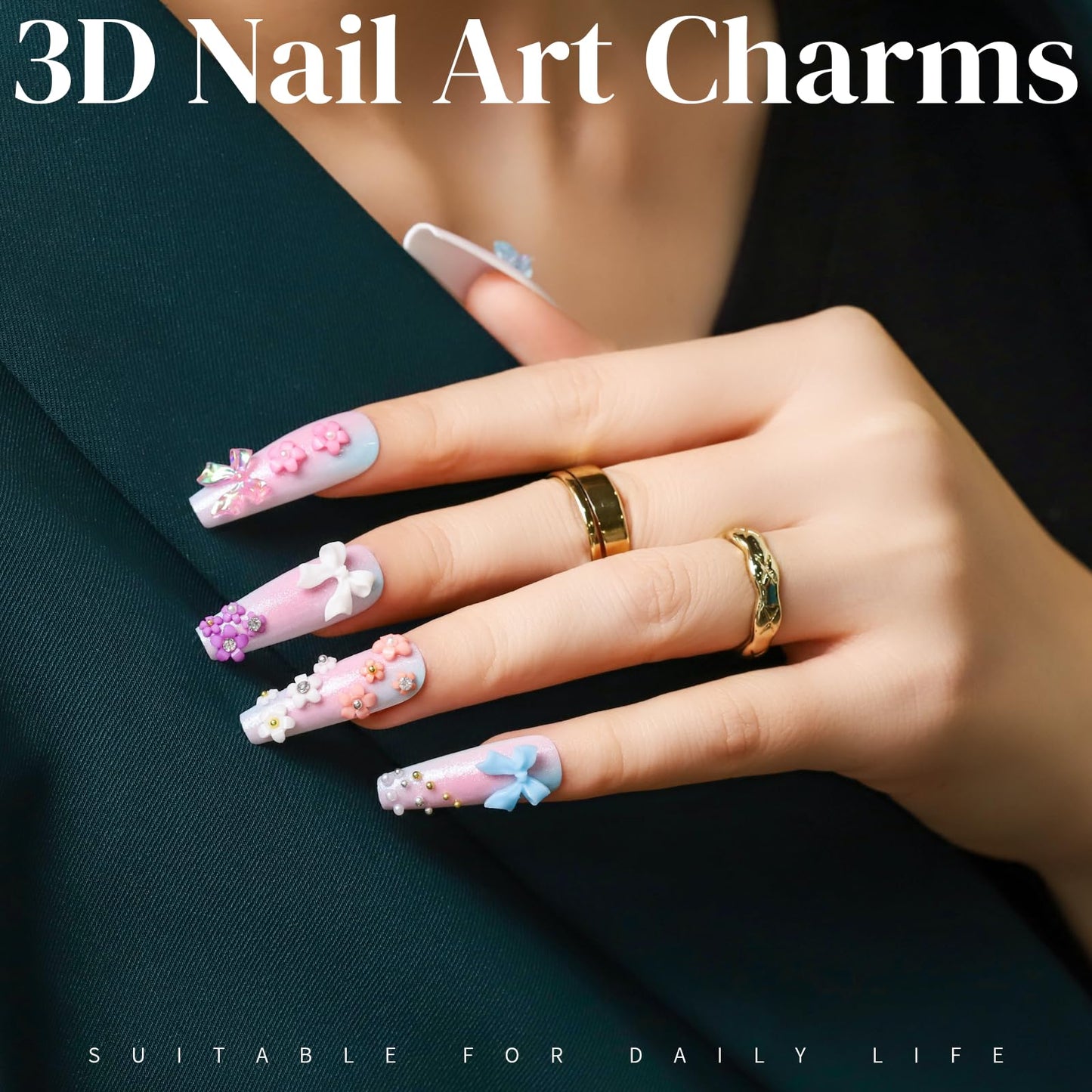 Teenitor 3D nail decorations for acrylic nails