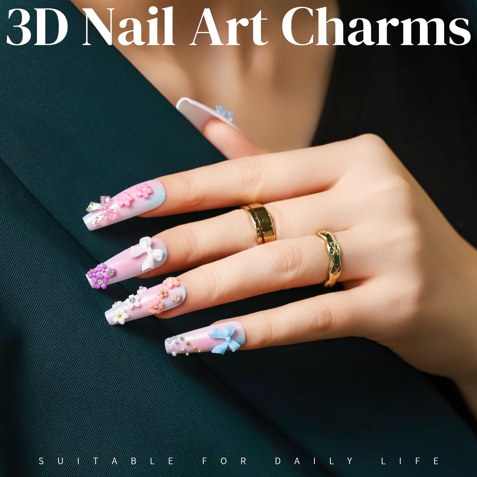Teenitor 3D nail decorations for acrylic nails