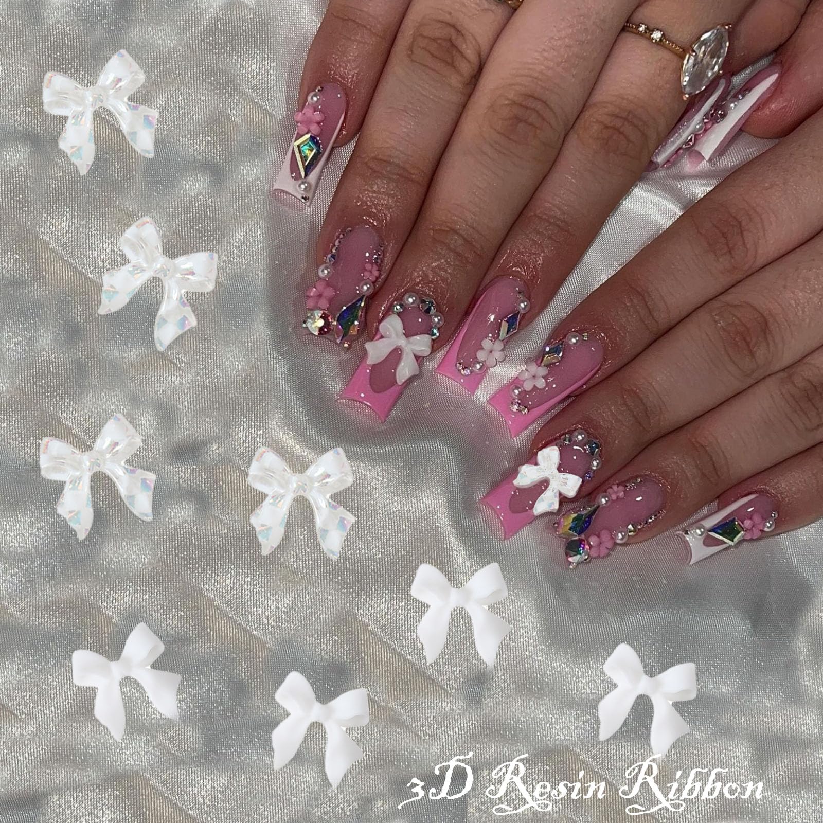 White flatback half pearls for nail art jewelry design