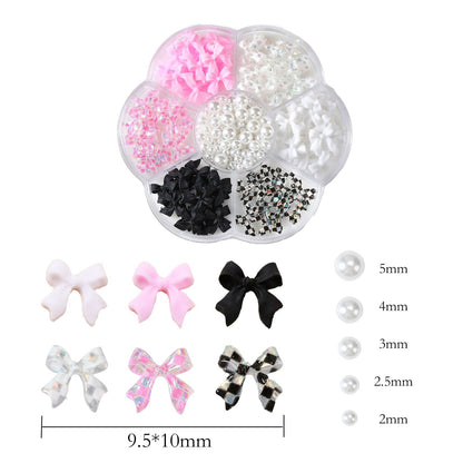 Professional DIY manicure kit with bow and pearl decorations