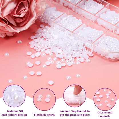 Pyrasis white nail pearls in 12-grid storage box