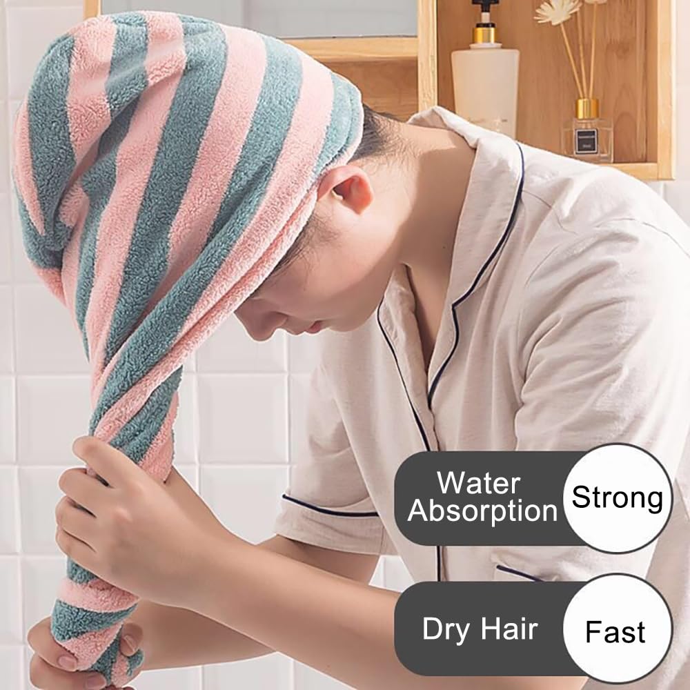 Microfiber hair turban with bear button closure