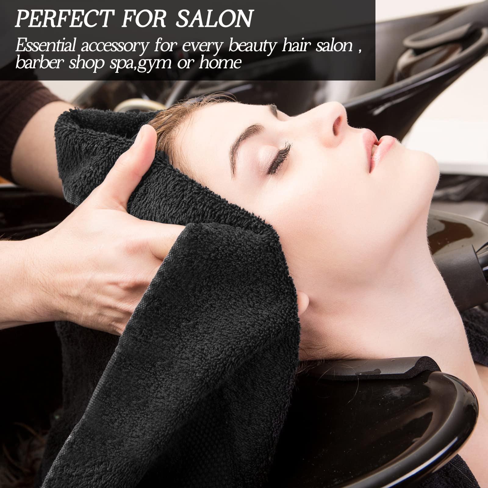 Professional hairstylist using Shimeyao absorbent black hair towel