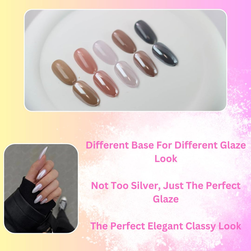 The Nails Bae white pearl chrome powder container with sponge applicator
