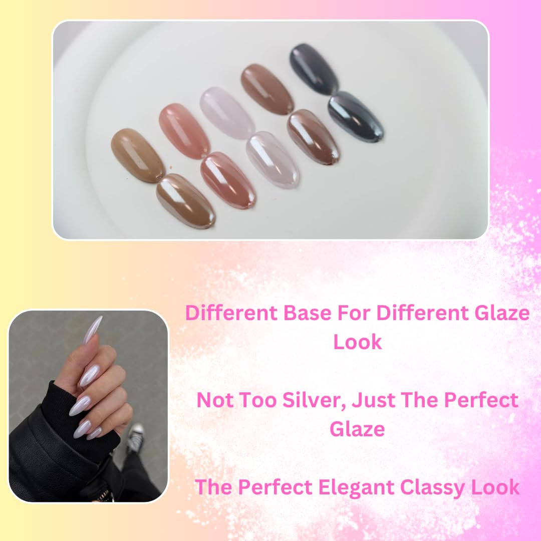 White pearl chrome nail powder pigment texture close up