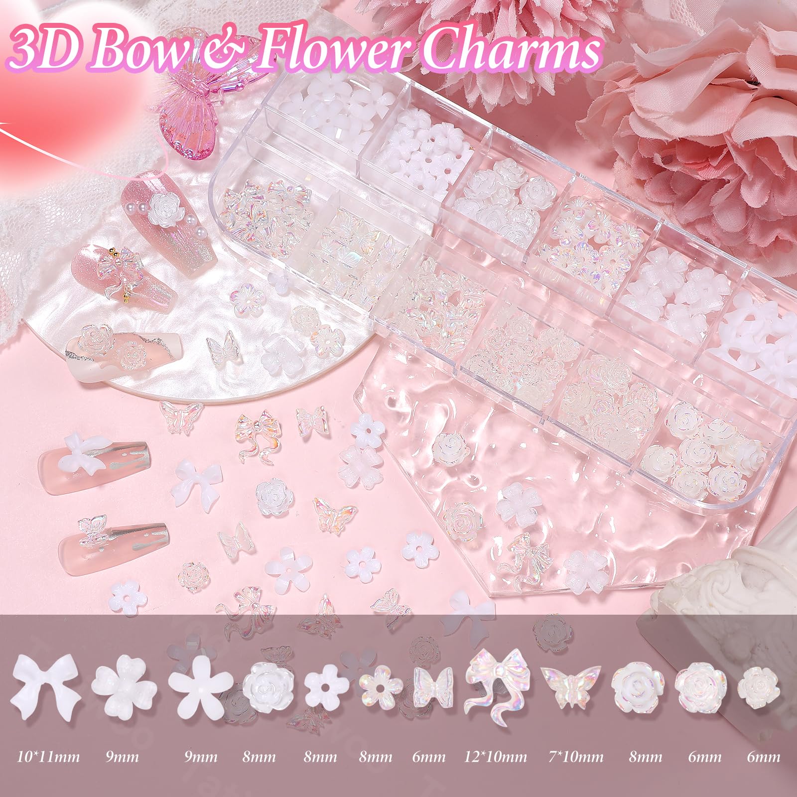 White and beige flatback pearls for nail decoration