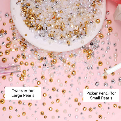Gold and silver metal caviar beads for acrylic nails