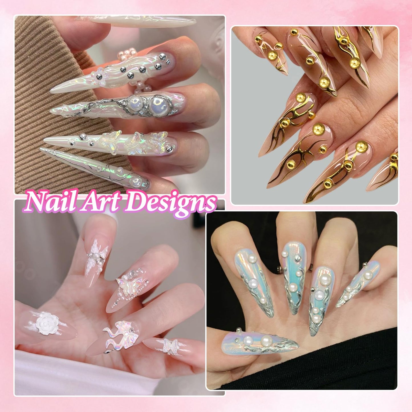 Nail art tweezers and dual-ended brush tool included