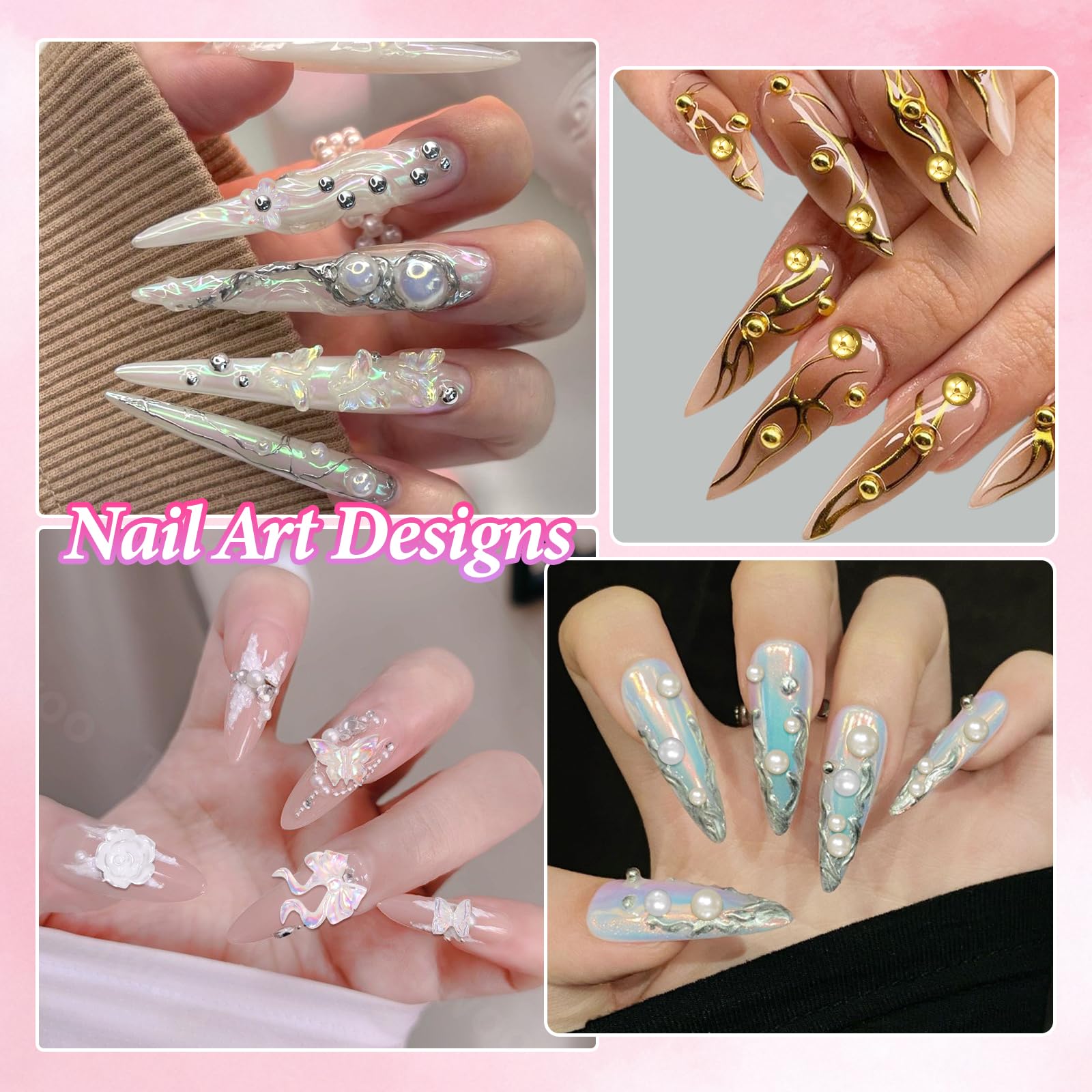 Nail art tweezers and dual-ended brush tool included