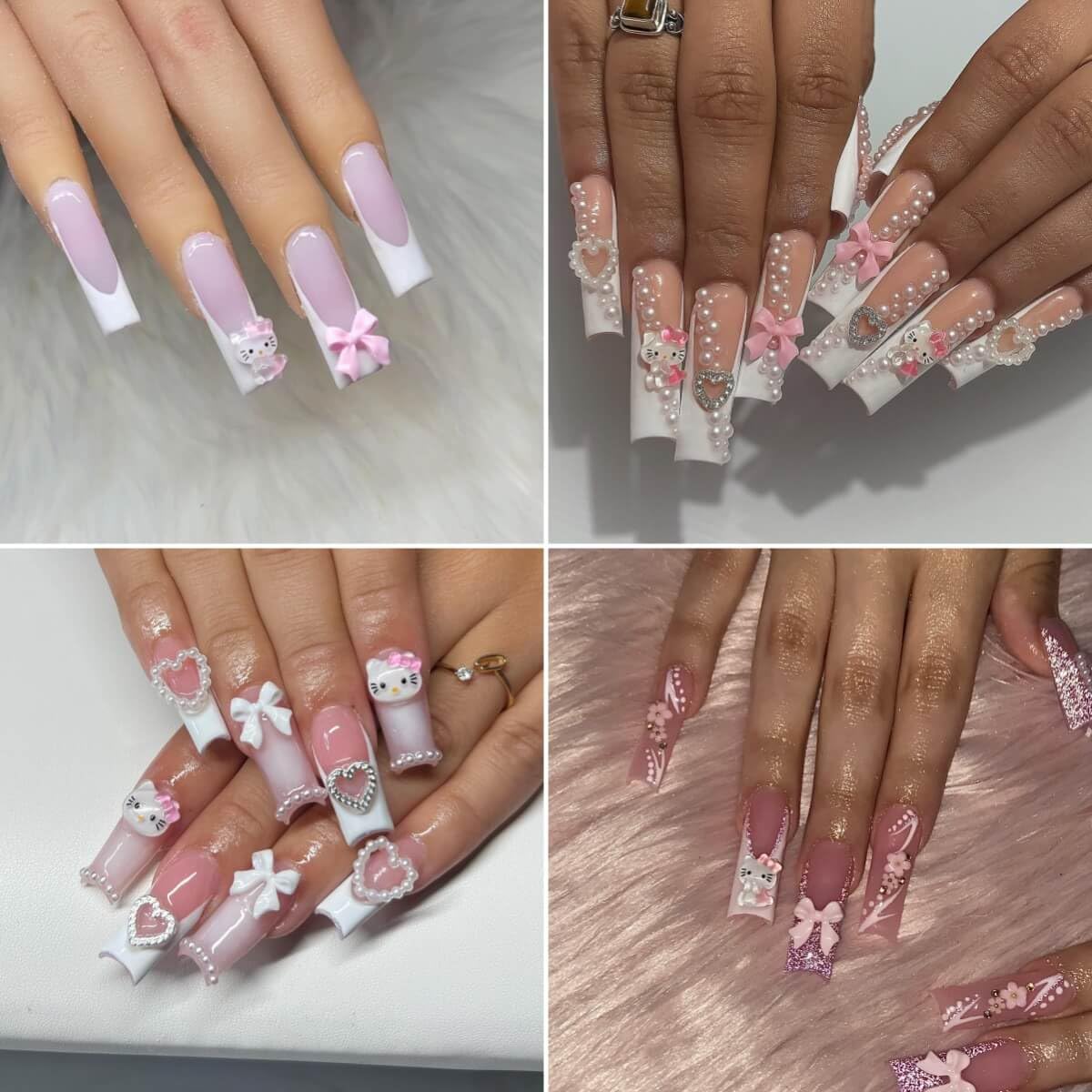 High quality acrylic kitty and heart nail charms for salon style