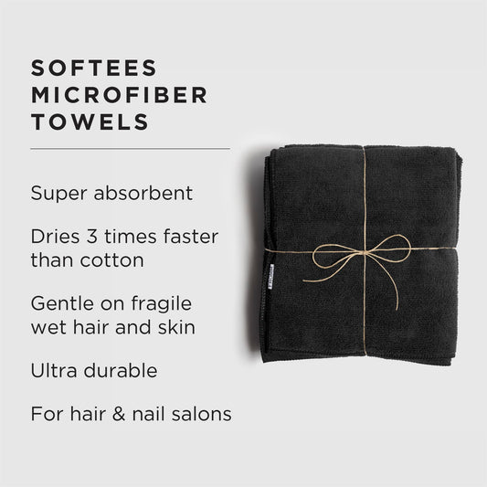 Fromm Softees microfiber towels folded stack in black