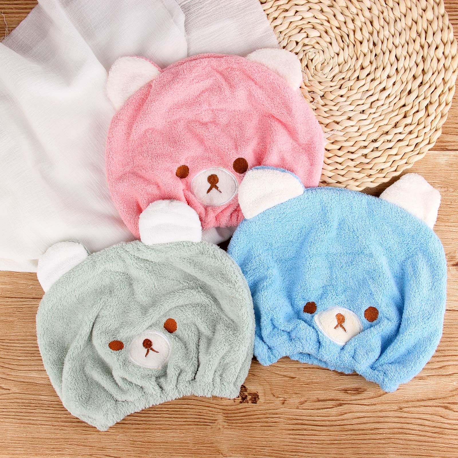 Three pieces of Lamoutor soft coral fleece hair wraps