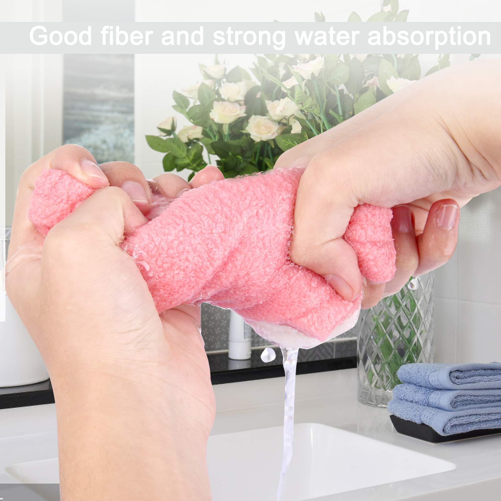 Close up of soft coral fleece texture on hair towel