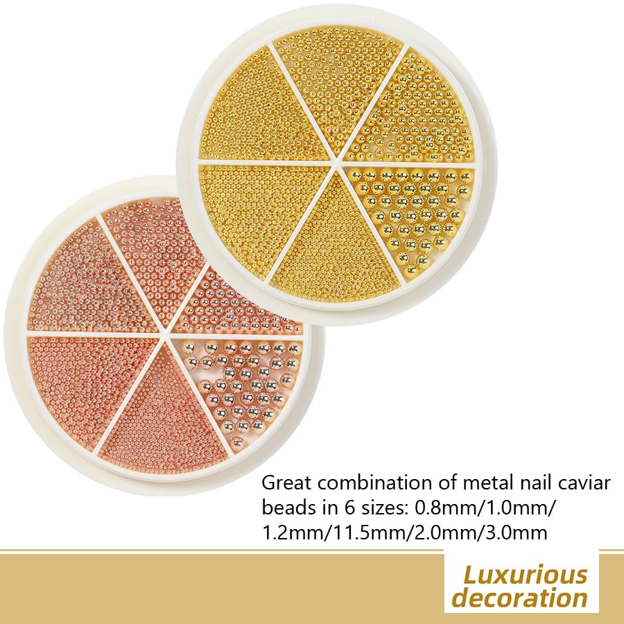 Application of gold caviar beads on artificial nails