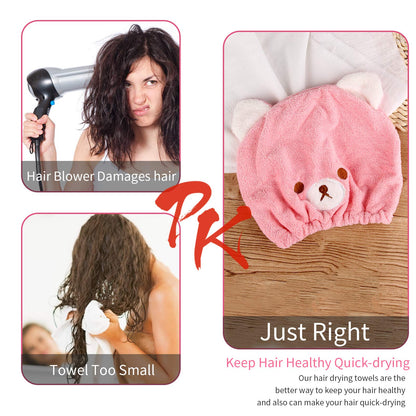 Back view of child with secured hair drying wrap