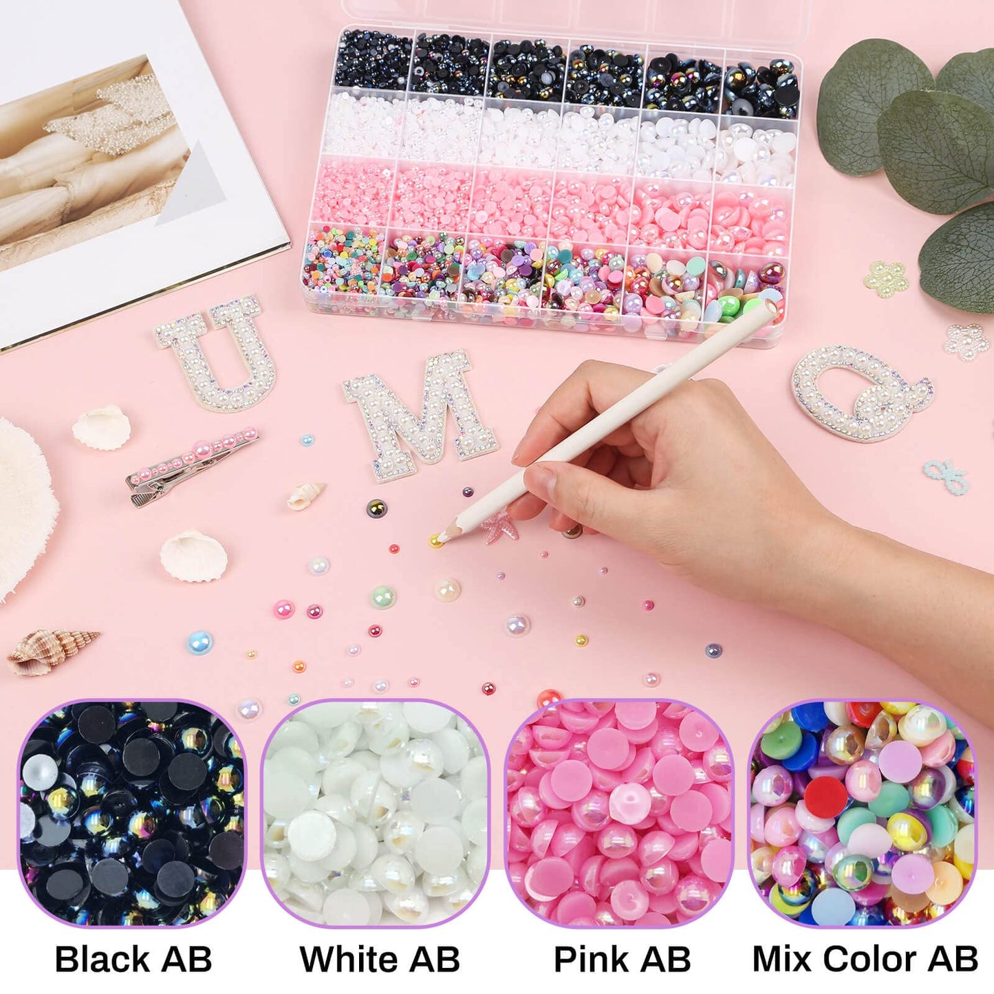 Assorted sizes of Cridoz half round pearls for DIY