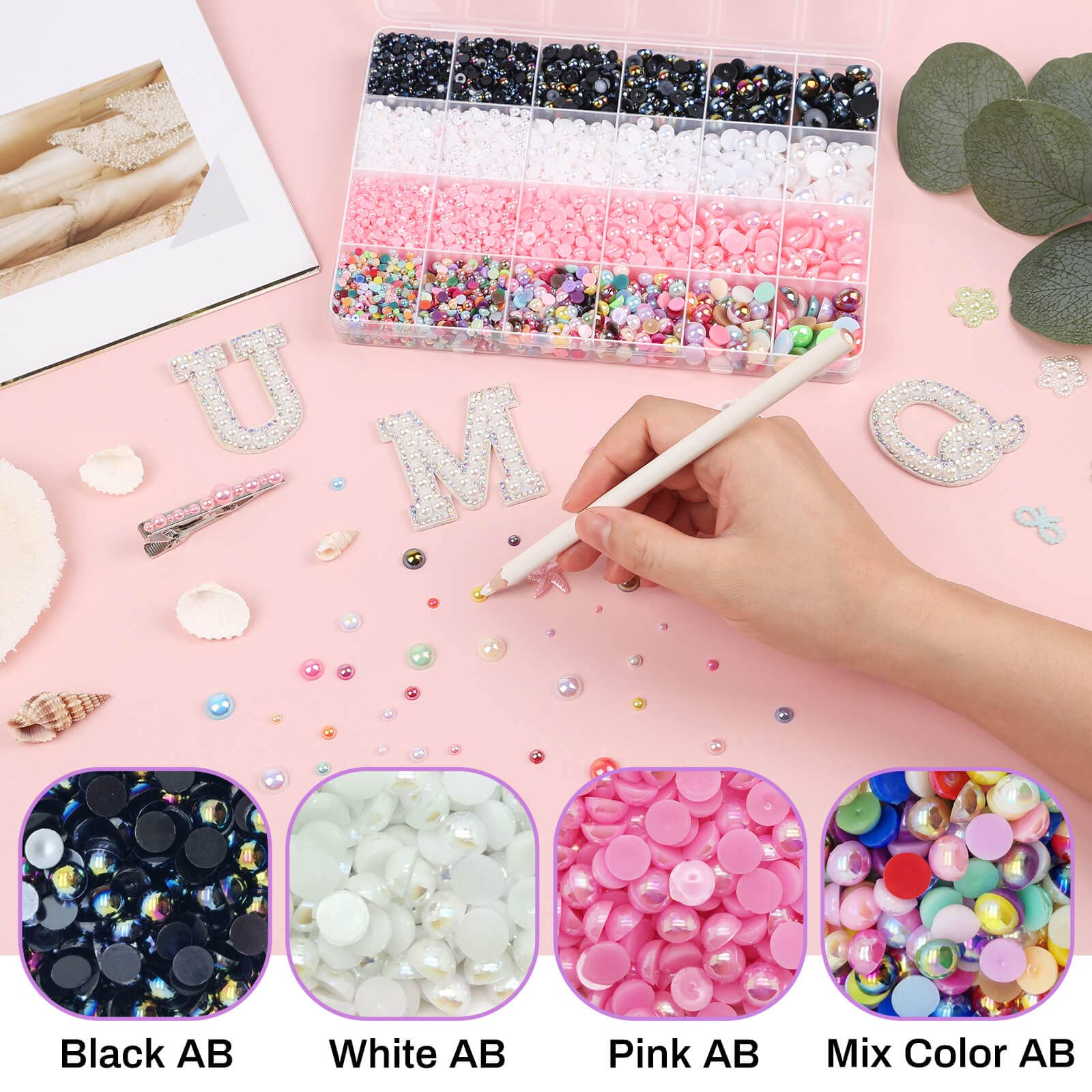 Assorted sizes of Cridoz half round pearls for DIY