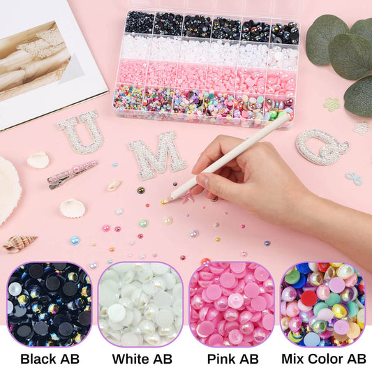 Assorted sizes of Cridoz half round pearls for DIY