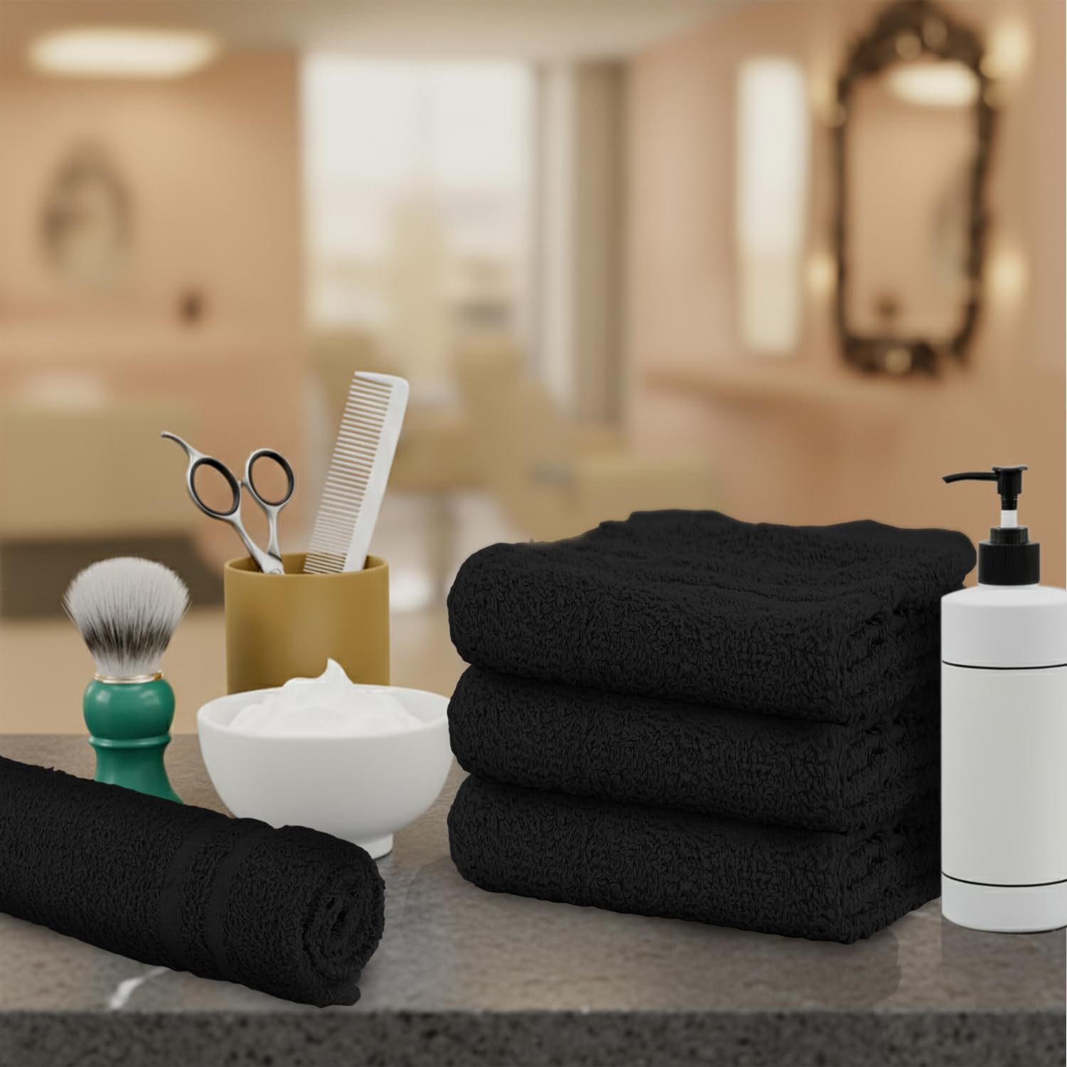 Stf Linen bulk black towels for professional use