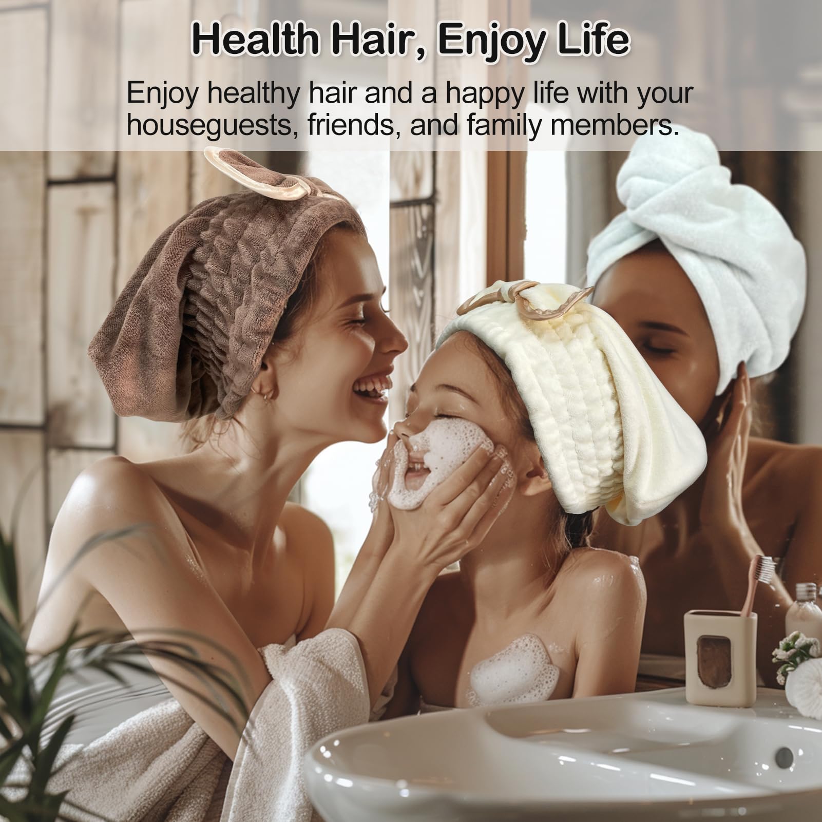 Three pack of Jseng fast drying hair towel wraps