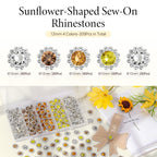 Close-up of crystal glass flower rhinestones with metal base