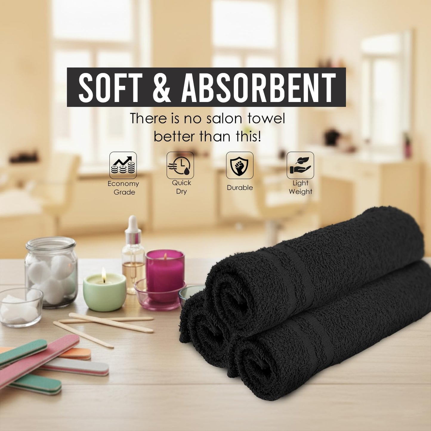 Stf Linen soft black facial and hair drying towels