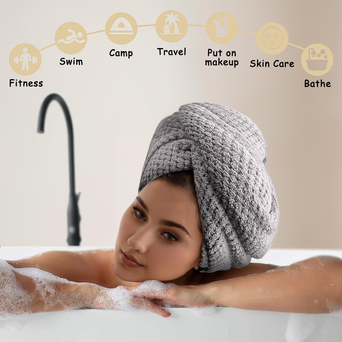 Side profile of hair turban wrap on long hair
