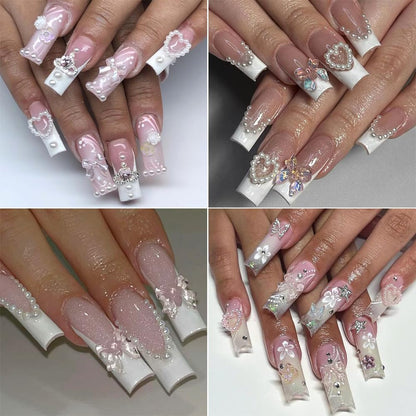 White flatback pearl beads for professional manicure