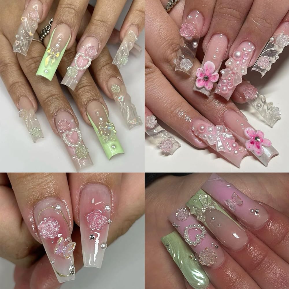 Close up of 3D nail art decoration kit