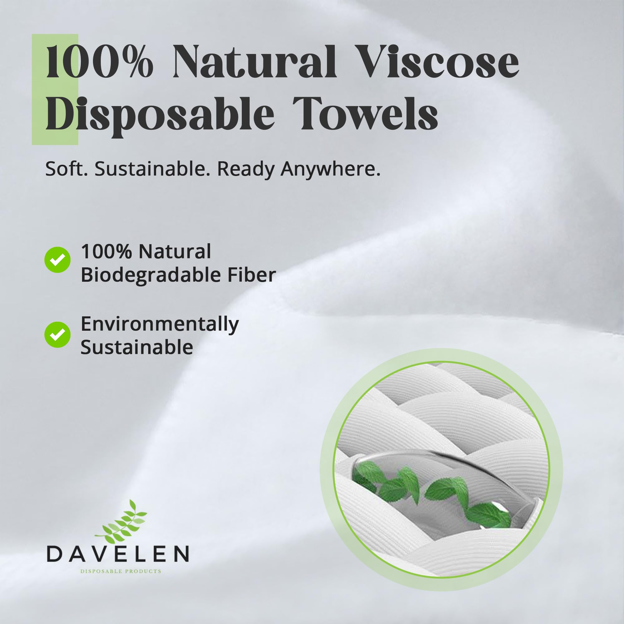 Stack of soft Davelen disposable towels showing texture