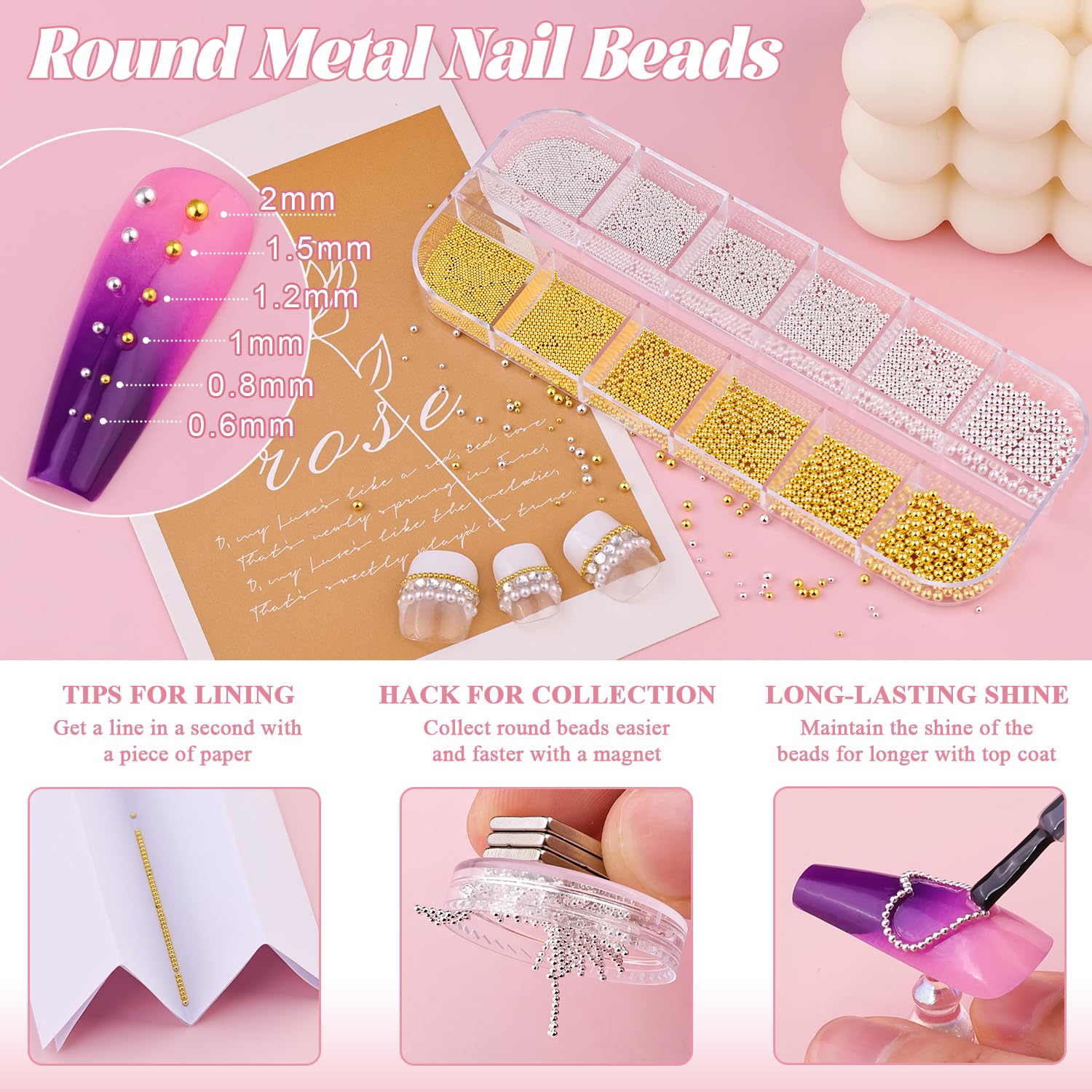 Close up of 3D colorful flower charms for nail art