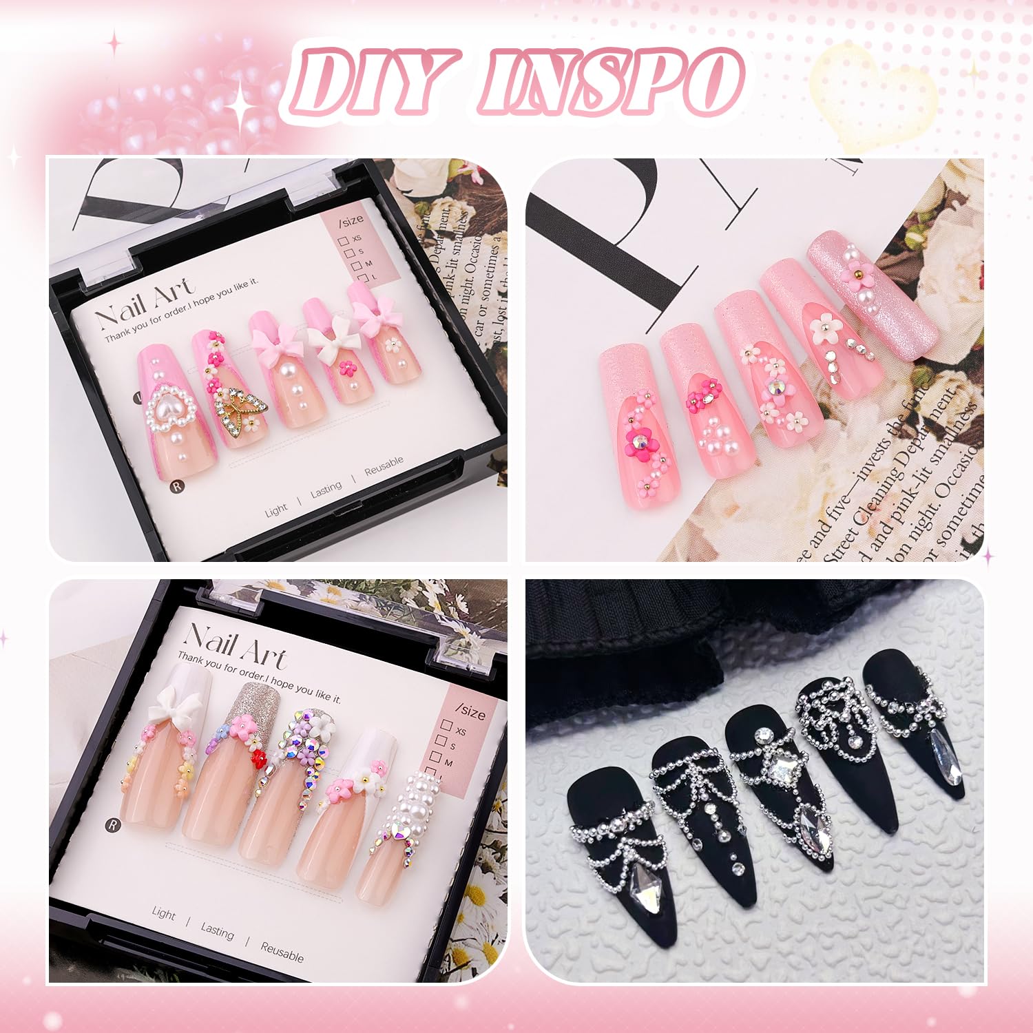 White flatback pearls for professional manicure designs