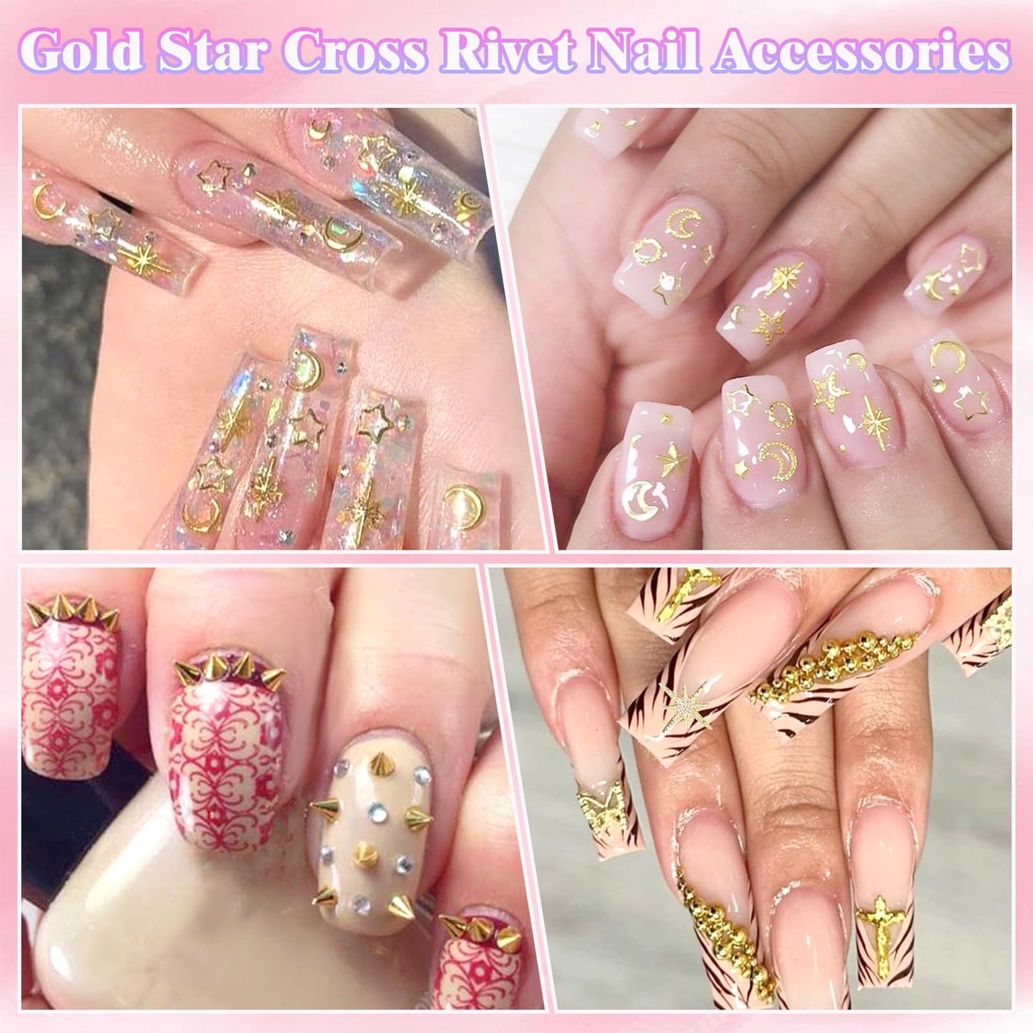 Side profile view of 3D gothic nail charms