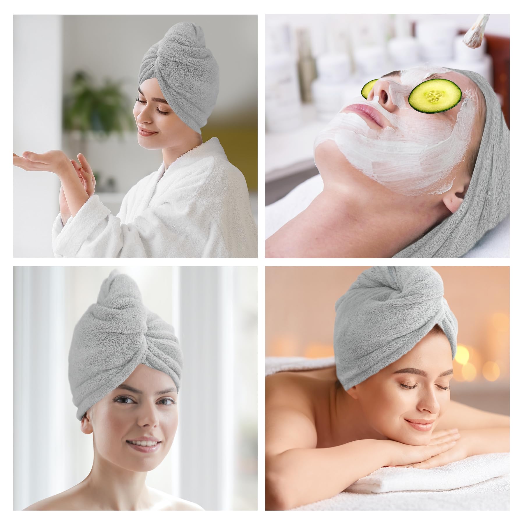 Woman using quick dry microfiber hair wrap