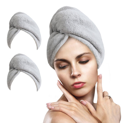 Folded microfiber hair towels ready for use