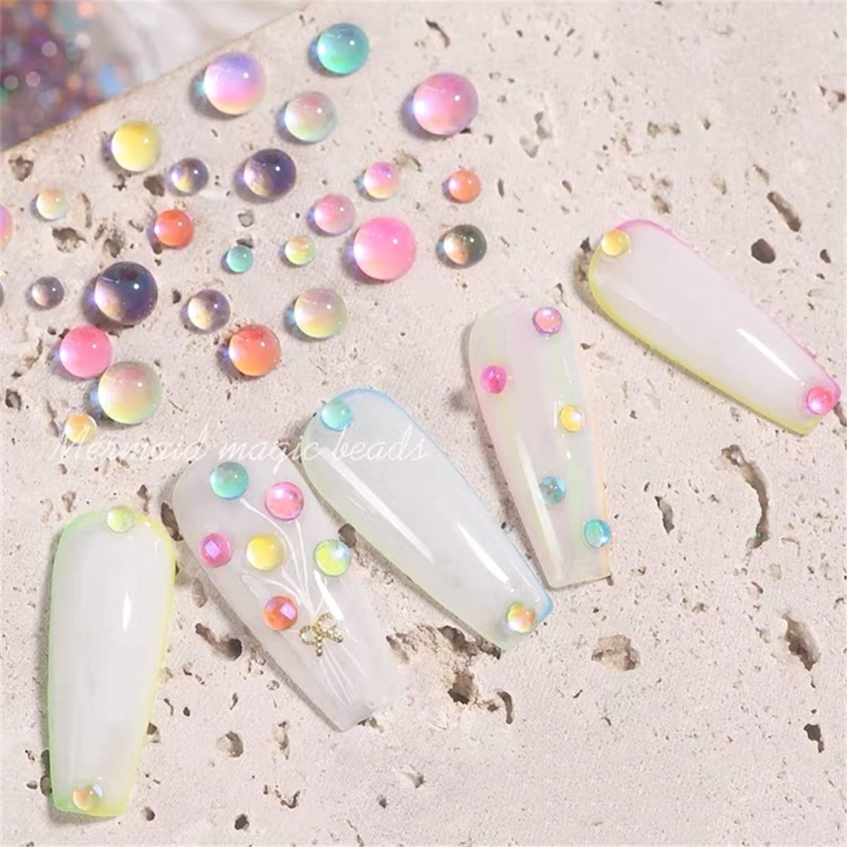 Gradient jelly pearls for professional nail design