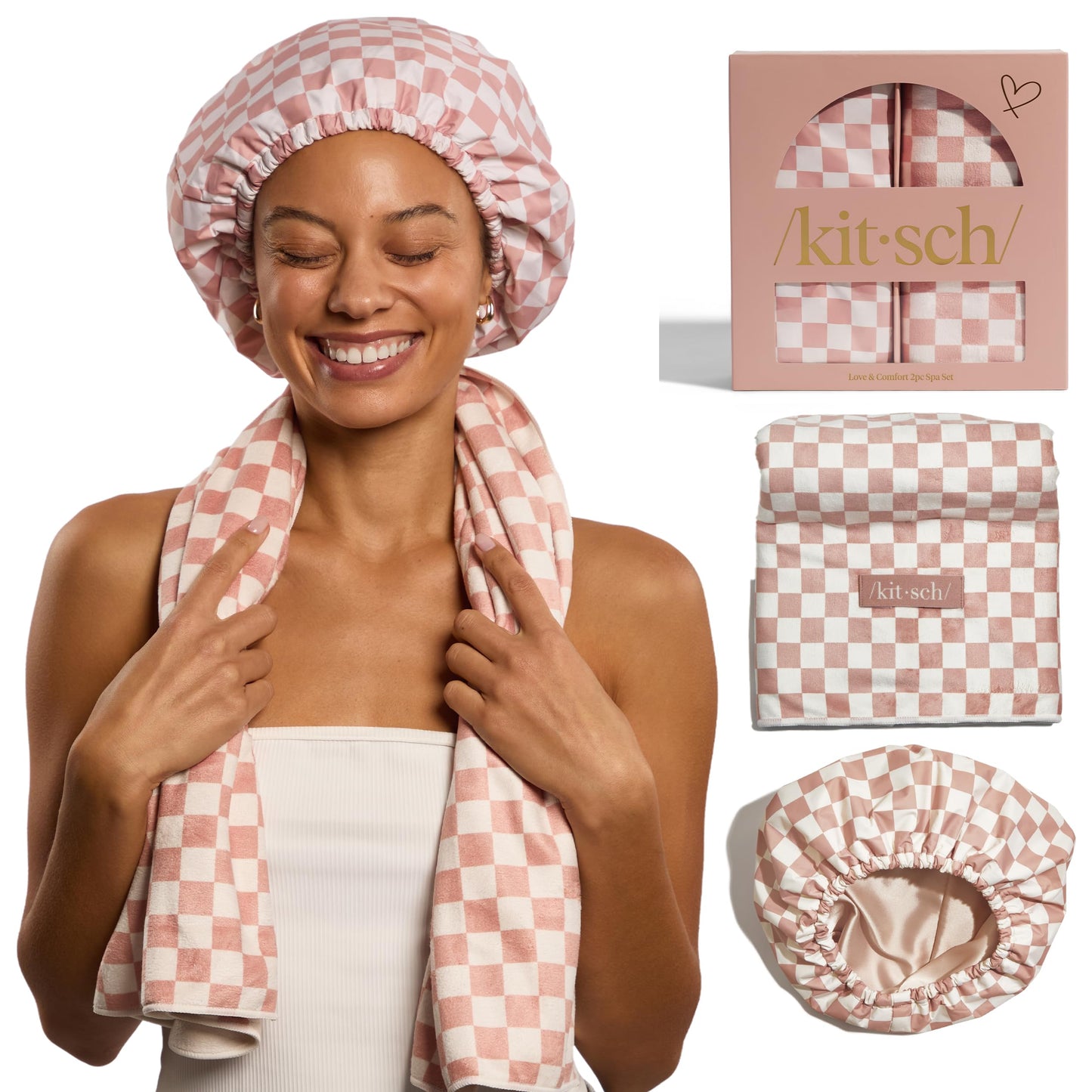 Lifestyle shot of Kitsch hair care set for women