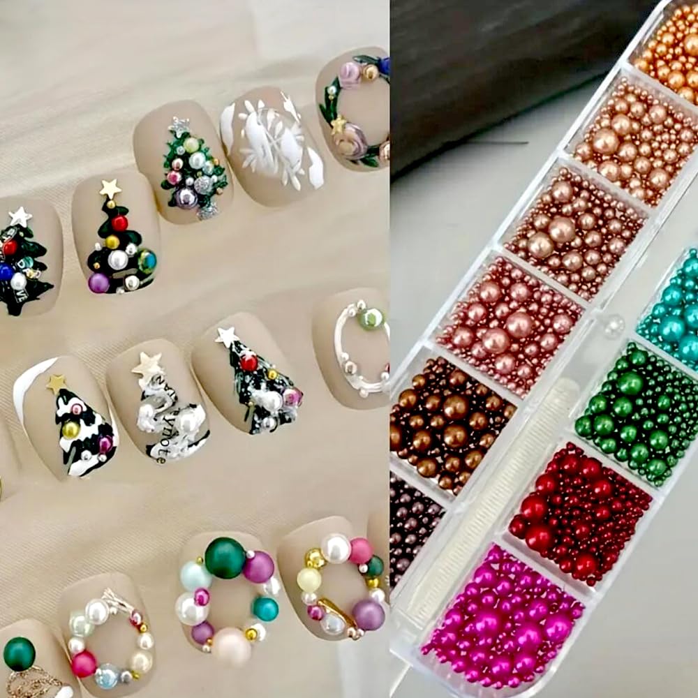Organizer box of professional nail decoration beads and rhinestones