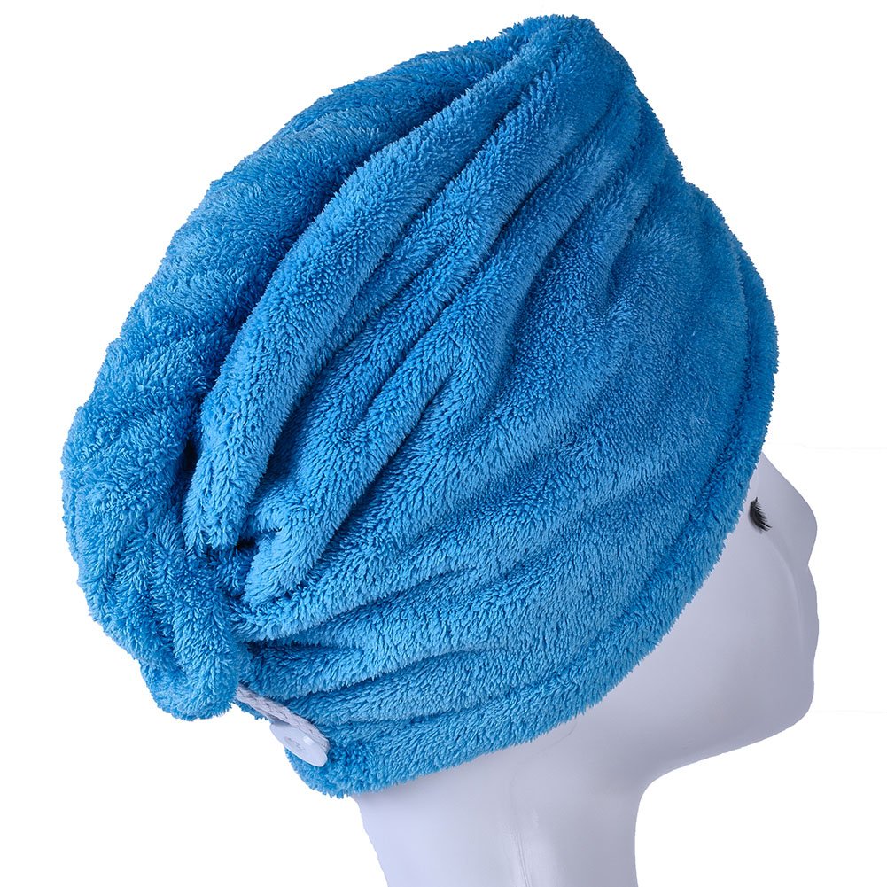 Yyxr blue microfiber towel wrap flat lay