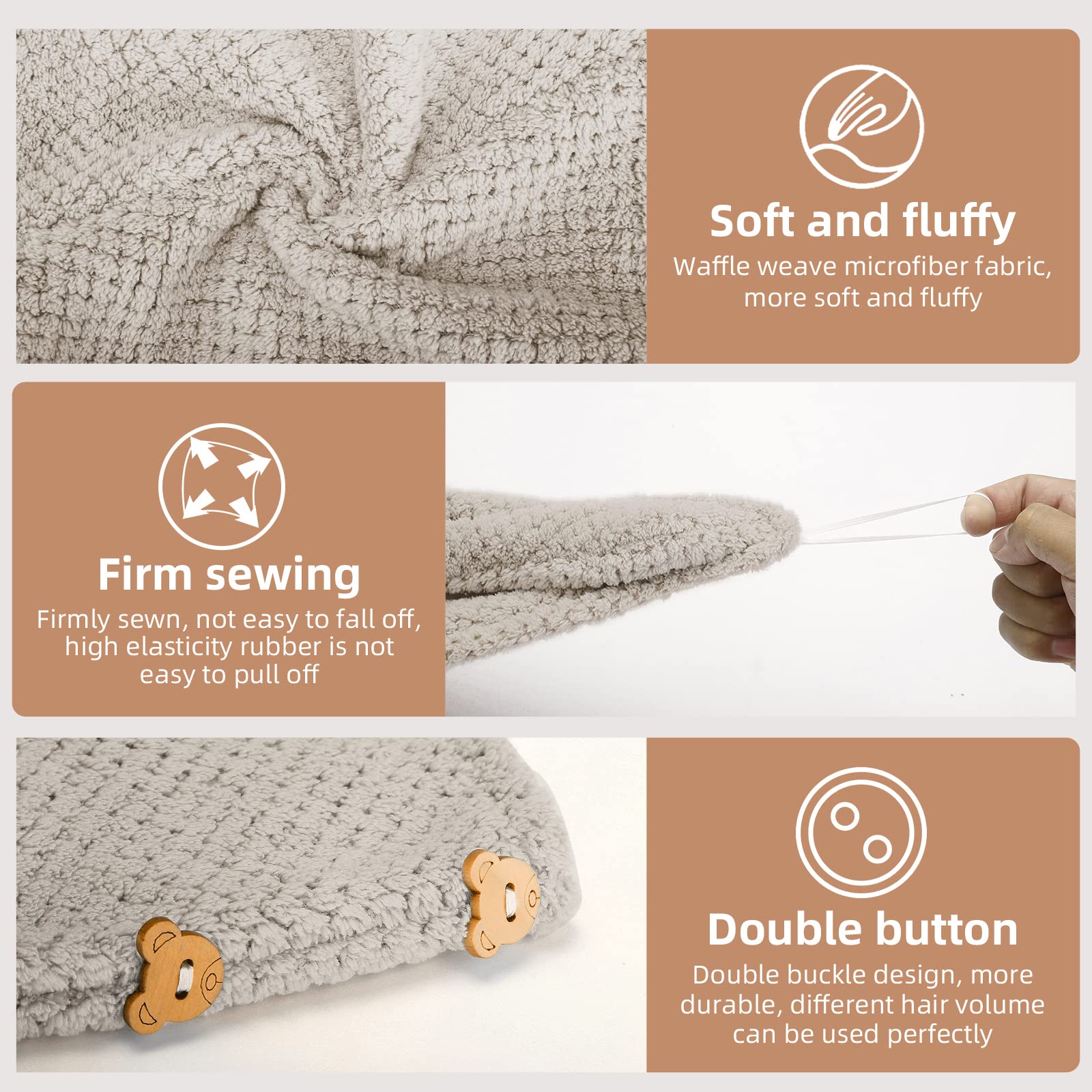 CZZXI hair towel showing button closure mechanism