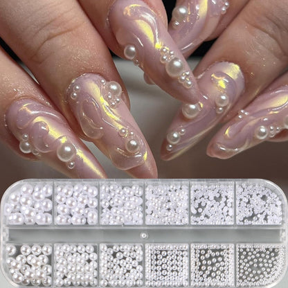 Tools for applying pearl nail charms including tweezers and picker