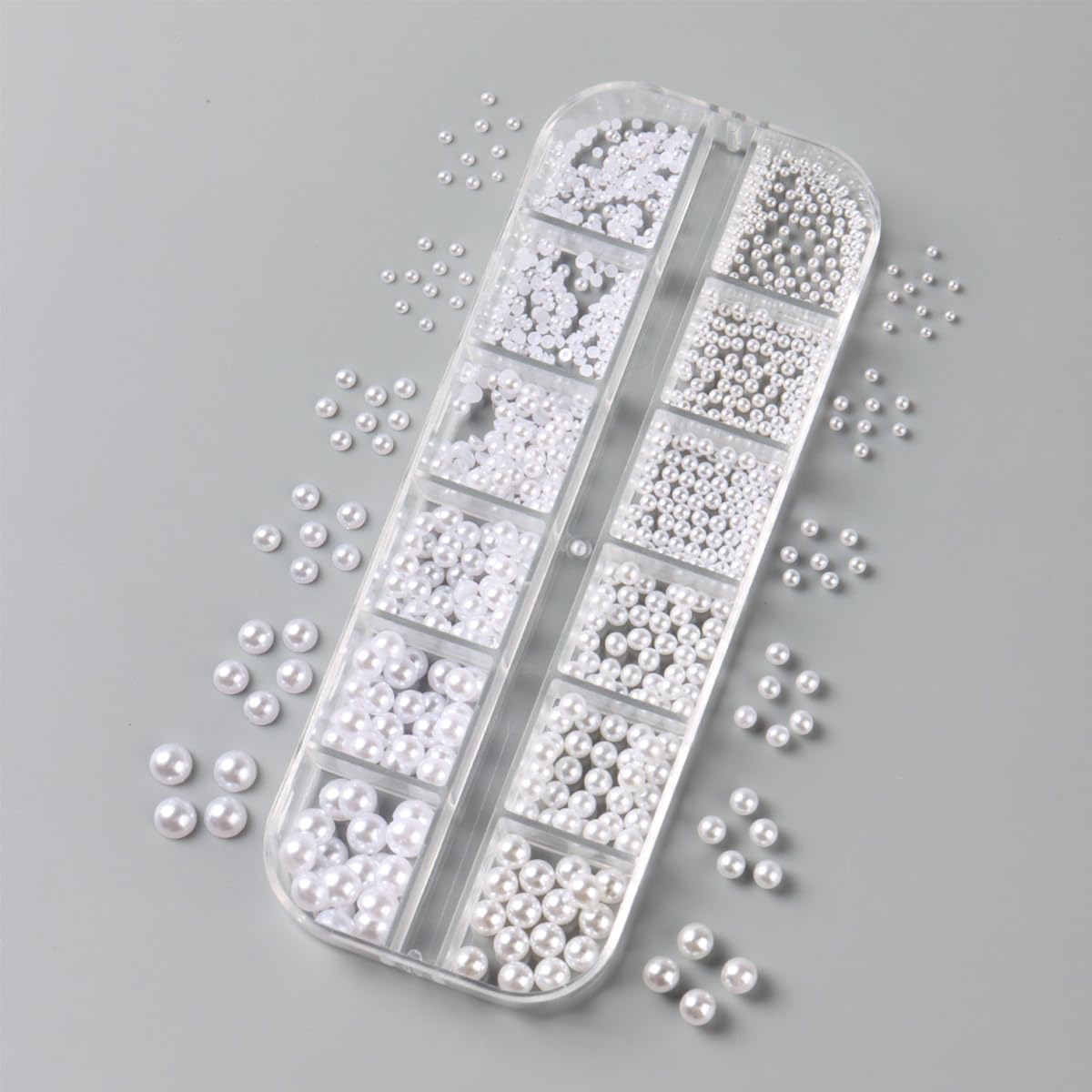 Side profile of 12 grid nail art pearl organizer box